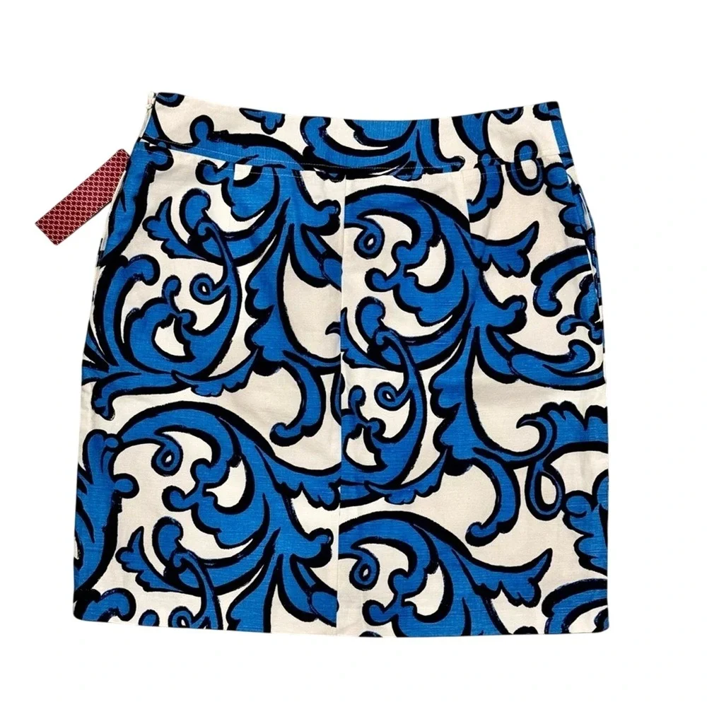 NWT Linen Acanthus Leaves/Scroll Straight Pencil Skirt  Size 4 Merona Resortwear